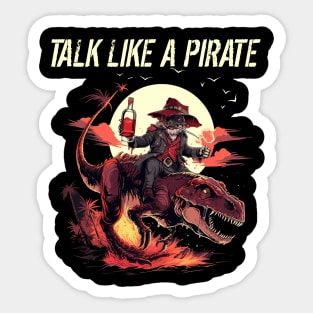 Pirate Riding Dinosaur Talk Like A Pirate Day Sticker